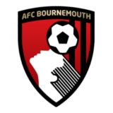 Λογότυπο AFC Bournemouth με κεφαλιά παίκτη και κόκκινο-μαύρο φόντο