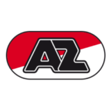 Λογότυπο της AZ Alkmaar με τα γράμματα "AZ" σε μαύρο, κόκκινο και λευκό φόντο