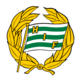 Λογότυπο Hammarby IF με πράσινη-λευκή σημαία και χρυσό στεφάνι