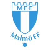 Λογότυπο της Malmö FF με ασπίδα σε γαλάζιο και λευκό