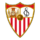 Λογότυπο Sevilla FC με κόκκινες-λευκές ρίγες, χρυσή μπάλα και ιστορικά σύμβολα