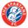 Λογότυπο της The Spartans FC με Σπαρτιάτη πολεμιστή σε μπλε φόντο και κόκκινο κύκλο