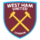 Λογότυπο West Ham United με δύο σταυρωμένα σφυριά σε μπορντό φόντο